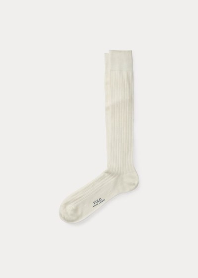 Calcetines Polo Ralph Lauren Hombre Creme - Solid Rib Over the Calf - MHLPB3402